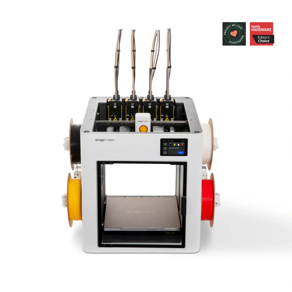 Snapmaker U1 com sistema CFS de 4 bicos e 4 filamentos coloridos